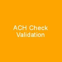 ACH Check Validation