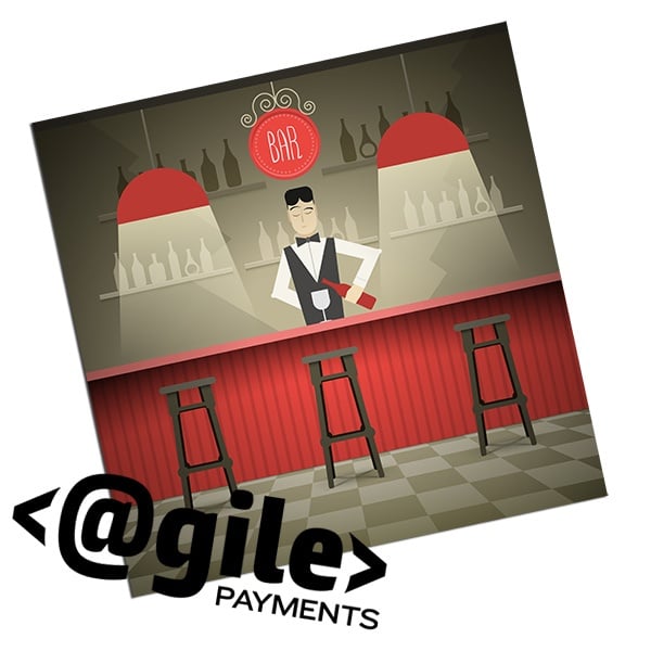 illustration of bartender standing behind a bar