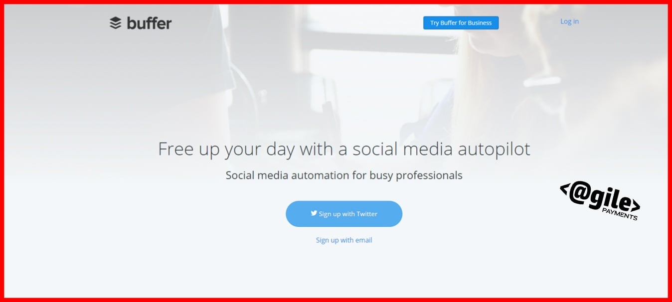 screenshot of Buffer home page