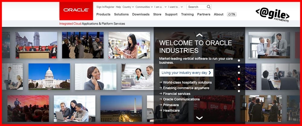 screenshot of Oracle's home page